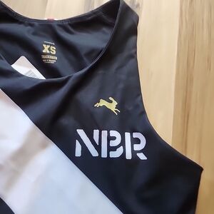 NWTTracksmith Bell Lap Top Womens Size XS Black White Strip NBR Running MSRP $80